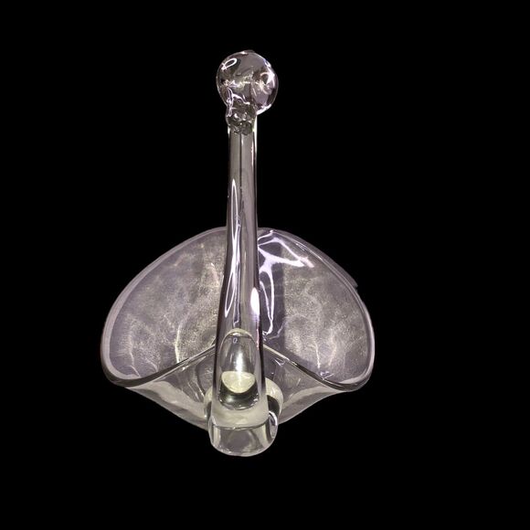 Vintage Duncan & Miller Elegant Glass Swan Dish, Centerpiece, HandShaped Glass - Picture 4 of 9